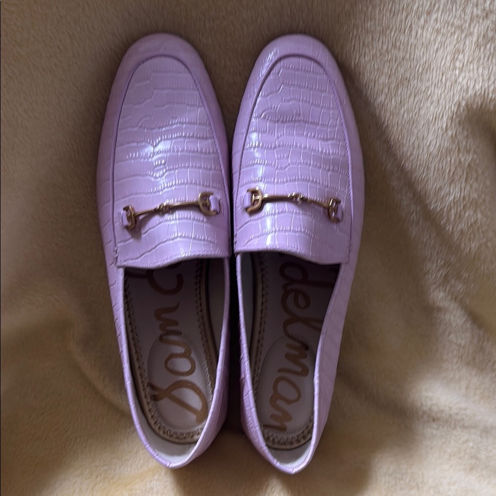 Sam Edelman lior women’s slip on Loafers size 10 lavander Toe croc Embossed